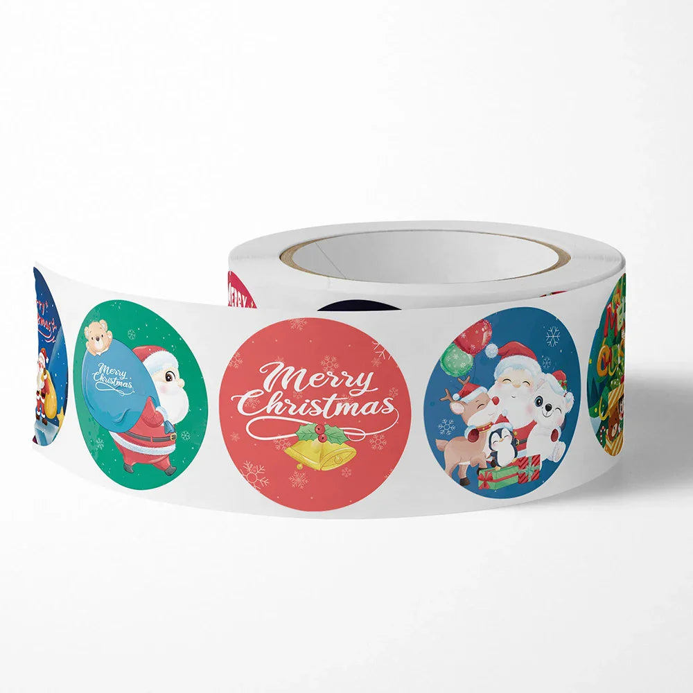 100-500Pcs Merry Christmas Stickers Xmas Envelope Seal Stickers for Christmas Decoration, Wedding Party, Holiday Gift Package (ONLINE ORDER ONLY)