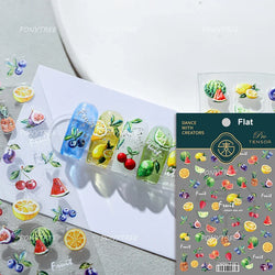 Lovely Mini Red Cherry Jelly Star Sun Fruit Charming Silver 3D 5D Self Adhesive Nail Art Stickers Cute Manicure Decals Wholesale (ONLINE ORDER ONLY)