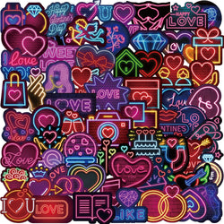 64PCS Cool Neon Light Stickers Trendy Graffiti Waterproof Vinyl Neon Stickers Pack for Phone Creative Decoration DIY Toys (ONLINE ORDER ONLY)
