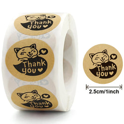 100-500pcs Round Cartoon Animals Thank You Stickers Cute Cats Teachers Reward Handmade Sealing Stickers Stickers (Online Order Only)
