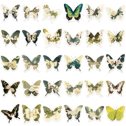 30Pcs Green Butterfly Stickers Vinyl Waterproof Stickers for Laptop Guitar Motorcycle Bike Skateboard Luggage Phone Gift (ONLINE ORDER ONLY)