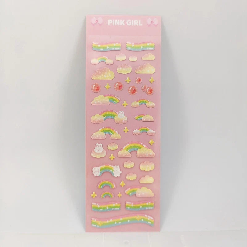 Korean Ins Girls Bow Lace Series Sticker Hand Account Idol Card DIY Album Decoration Scrapbooking Stickers Kawaii Stationery (ONLINE ORDER ONLY)