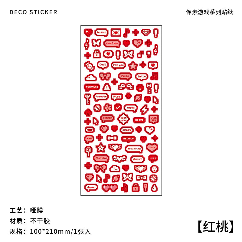 Korea Ins Cute Pixel Dialog Series Decorative Sticker Hand Account Idol Card DIY Material Sticker Personalized Kawaii Stationery (ONLINE ORDER ONLY)