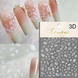 Gradient Halo Dyeing Dark Red Rose Flower Rhinestone Lace Bow Heart 3D Self Adhesive Nail Art Decoration Sticker Manicure Decals (ONLINE ORDER ONLY)