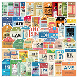 10/50pcs Vintage Boarding Pass Air Tickets Graffiti Stickers DIY Travel Luggage Phone Guitar Laptop Waterproof Cool Sticker Toy (ONLINE ORDER ONLY)