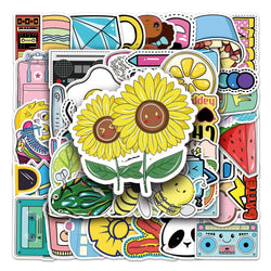 53Pcs Cartoon Waterproof Vinyl Stickers for Skateboard Snowboard (ONLINE ORDER ONLY)