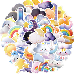 10/30/50PCS Cute Cartoon Cloud Stickers Weather Rain Lightning Rainbow Kawaii Decal Kids Toy DIY Diary Phone Notebook Bike Car (ONLINE ORDER ONLY)