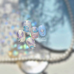 Shiny Mermaid Tail Fish Tail Sea Wave Jelly Spoondrift Shell Starfish Ocean Romantic Delicate Nail Art Stickers Manicure Decals (ONLINE ORDER ONLY)