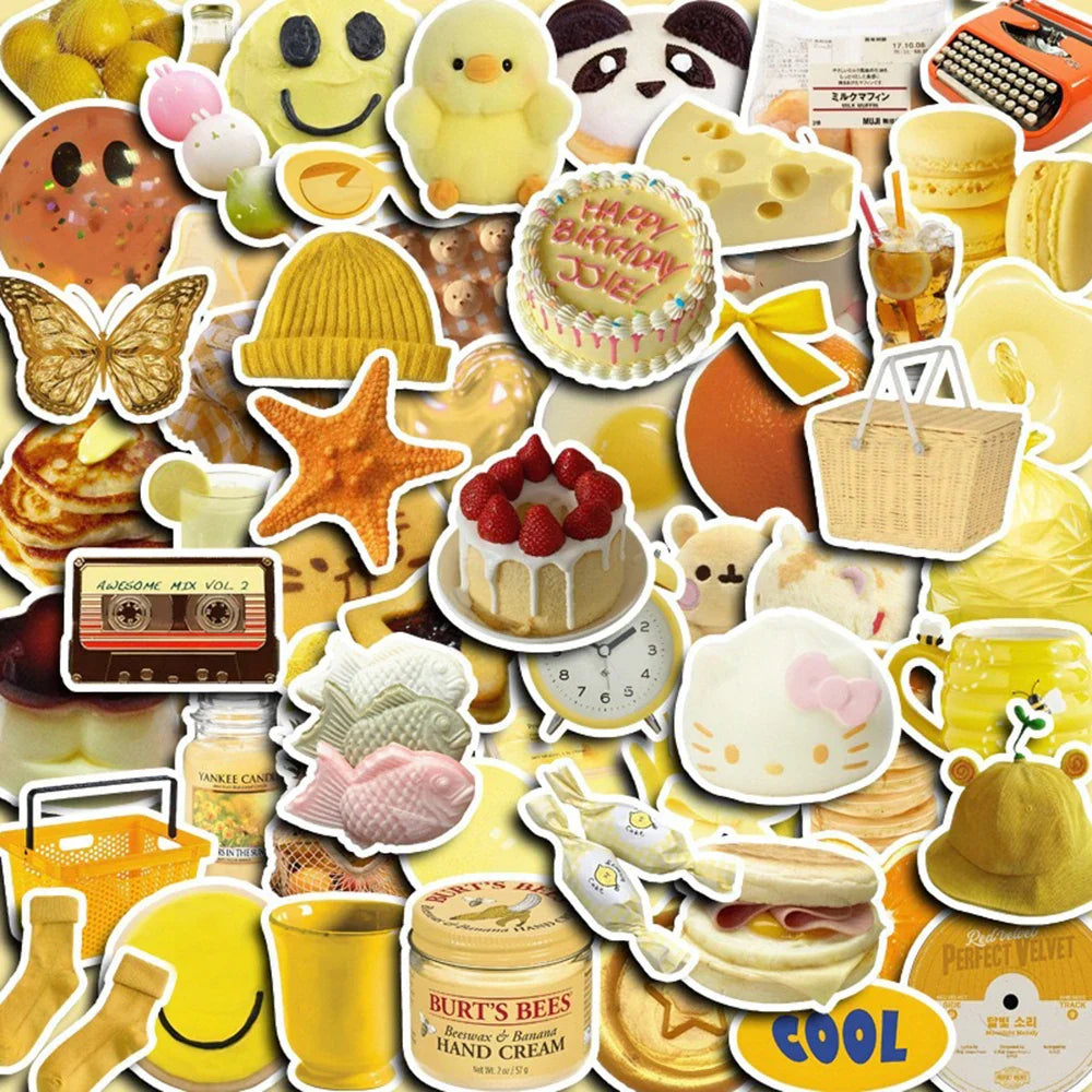 Kawaii Yellow Cartoon Stickers Butter Bread Decals DIY Fridge Notebook Phone Motorcycle Suitcase Decoration (Online Order Only)