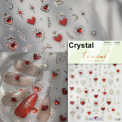 Flat Small Pink Brown Halo Dyeing Love Heart Geometric Leopard Shiny Jelly Chic Embossed Relief Nail Art Stickers Manicure Decal (Online Order Only)