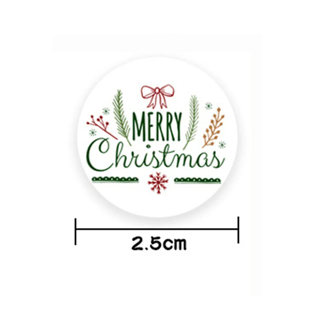 100-500pcs Merry Christmas Gift Decorative Stickers Round Thank You Labels Handmade Candy Biscuits Package Christmas Sticker (ONLINE ORDER ONLY)