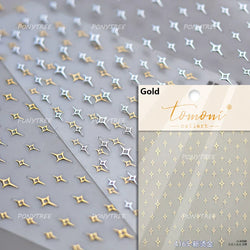 Punk Star Shiny Laser Five-pointed Star White Black Pink Hollow Out Delicate Sparkle Adhesive Nail Art Stickers Manicure Decals (ONLINE ORDER ONLY)