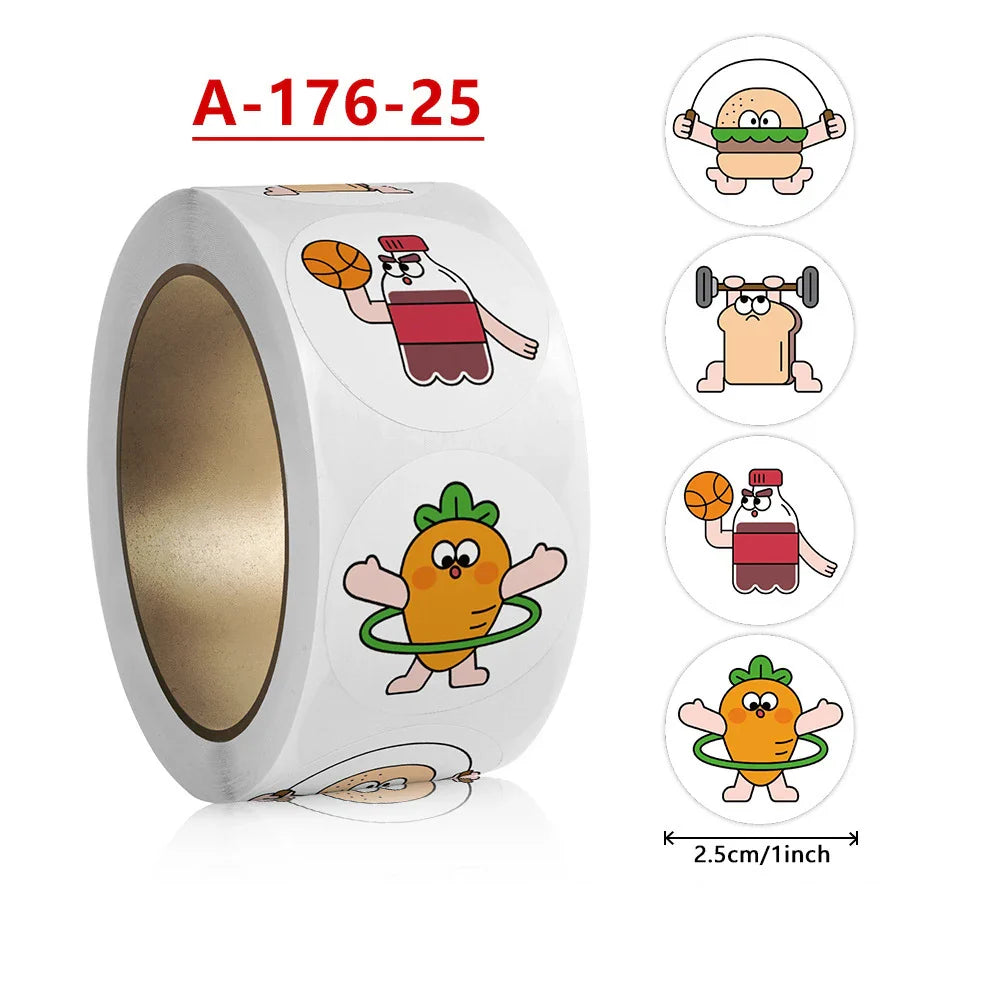 100-500Pcs 2.5cm Korean Cute Animal Stickers Roll for Envelope Praise Reward Student Kid Work Label Kawaii Stationery Seal Lable (Online Order Only)