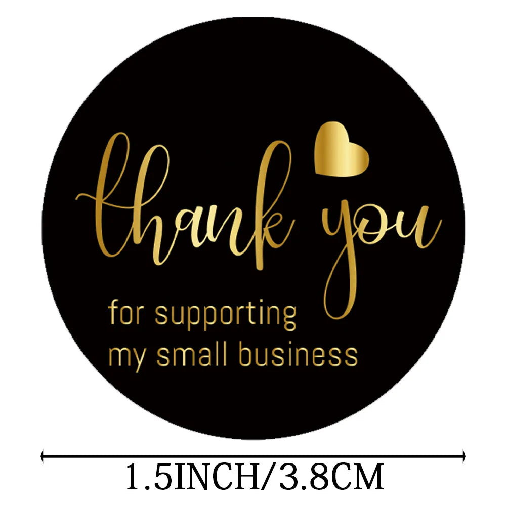 500pcs/roll 4 Designs Black Thank You Sticker 1.5 inch for Supporting My Small Business Sticker Sealing Labels for Packaging (ONLINE ORDER ONLY)