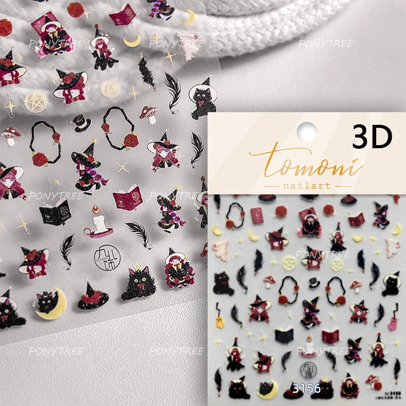 Mysterious Egyptian Cat Totem Eye Symbol Black Pharaoh Kitty Paw Sun Self Adhesive Nail Art Stickers Manicure Decals Wholesale (Online Order Only)
