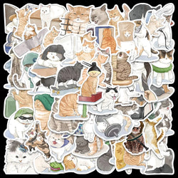 50pcs Cute Cartoon Cats Animals Stickers For Laptop Phone Guitar Notebook Vinyl Waterproof Graffiti Skateboard Car Decals (ONLINE ORDER ONLY)
