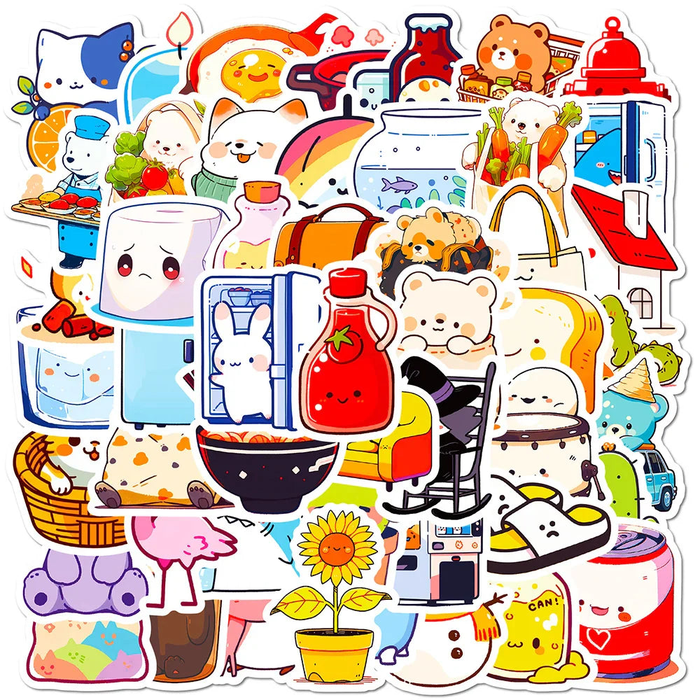 Cute Animal Cartoon Stickers for Laptop, Phone, Suitcase, Fridge, Guitar - 10/30/50pcs (Online Order Only)