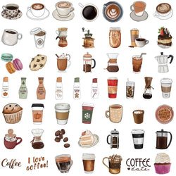 10/50Pcs Coffee Drink Stickers Cute Animal Cartoon Decals DIY Skateboard Scrapbook Phone Car Laptop Decoration Sticker Toys (Online Order Only)