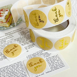 500Pcs 25mm Gold Pink Black Thank You Stickers Kraft Paper Sticker for Baking Wedding Decor Birthday Party Gift Sealing Sticker (ONLINE ORDER ONLY)