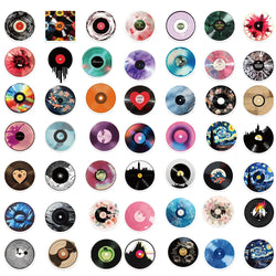 10/30/50PCS Cartoon Vinyl Record CD Stickers Music Toys Decoration DIY Skateboard Guitar Phone Notebook Kids Toys Funny Sticker (ONLINE ORDER ONLY)