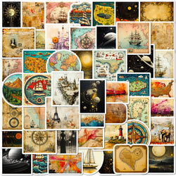 Retro World Map Stickers: Waterproof Travel Luggage, Water Bottle, Phone, Laptop, Guitar, Scrapbooking (10/25/50pcs) (Online Order Only)