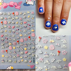1pc 5D Cartoon Nail Art Stickers Waterproof Matte Finish with Kuromi, Cinnamoroll & Hello Kitty Designs Perfect for DIY Manicure (Online Order Only)