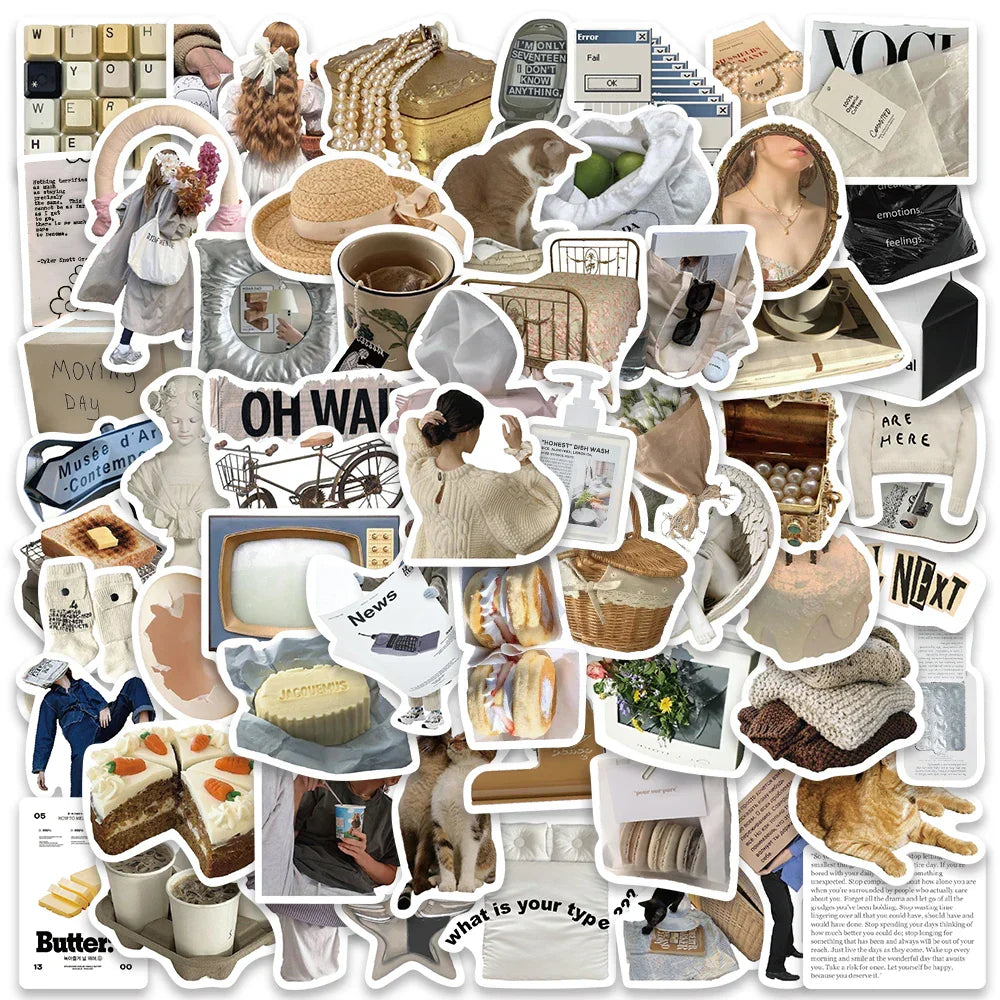 63pcs Ins Style Lazy Breeze Vinyl Stickers DIY Waterproof Graffiti For Guitar Luggage Phone Diary Laptop Decals Toy (ONLINE ORDER ONLY)