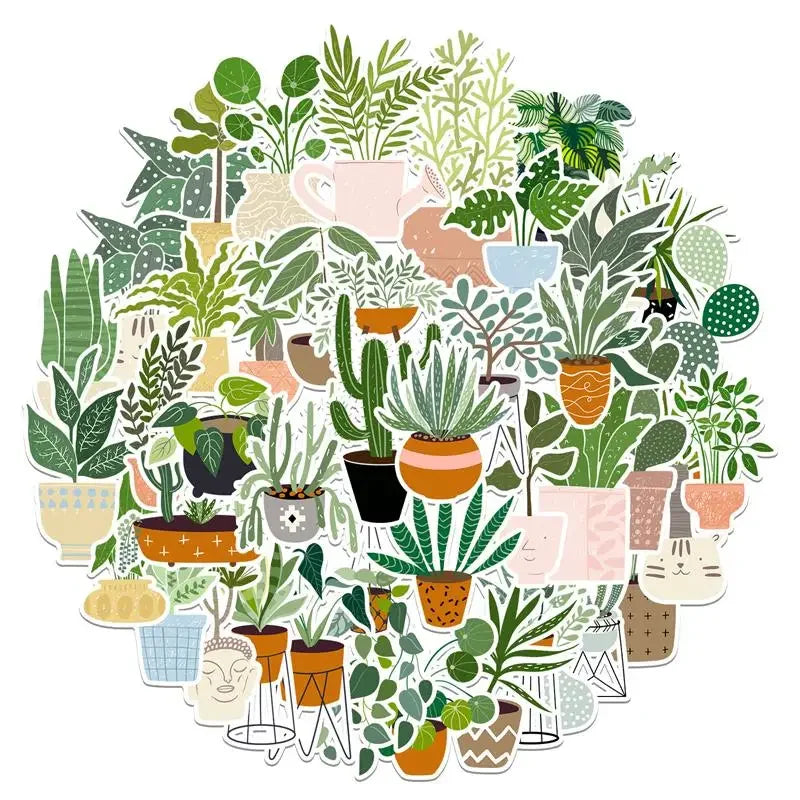 10/30/44PCS Cute Plants Sticker Aesthetic PVC Stationery Children's Sketchbook Sticky Diary Laptop Scrapbook Supplies for Kids (Online Order Only)