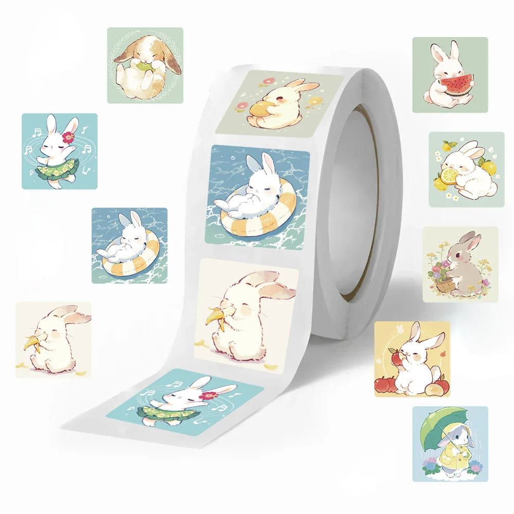 500Pcs/roll Cartoon Rabbit Stickers Adhesive Gift Sealing Labels Paper Animals Sticker Party Decoration Supplies (ONLINE ORDER ONLY)