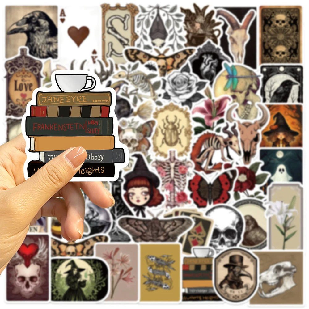 50PCS Cartoon Gothic Skeleton Animal Stickers Skateboard Guitar Computer Refrigerator Desk Graffiti Creative Sticker (ONLINE ORDER ONLY)