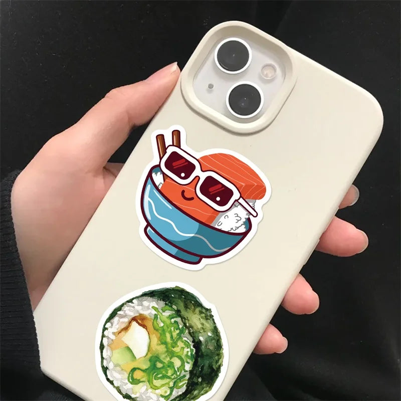 10/30/50PCS Kawaii Sushi Sticky PVC Sticker Aesthetic DIY Decoration Scrapbooking Korean Hand Accounting Supplies for Kids (ONLINE ORDER ONLY)