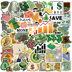 50PCS Gold Coin Stickers Waterproof Decals for Notebook Phone Suitcase Bike Graffiti Toy Dollar (ONLINE ORDER ONLY)