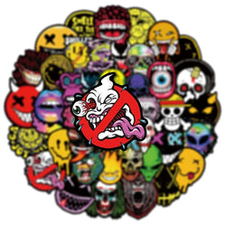 50Pcs Cool Horror Skull Stickers Waterproof for Phone Skateboard Guitar Laptop Car Motorcycle Helmet Decals Graffiti Toys (ONLINE ORDER ONLY)