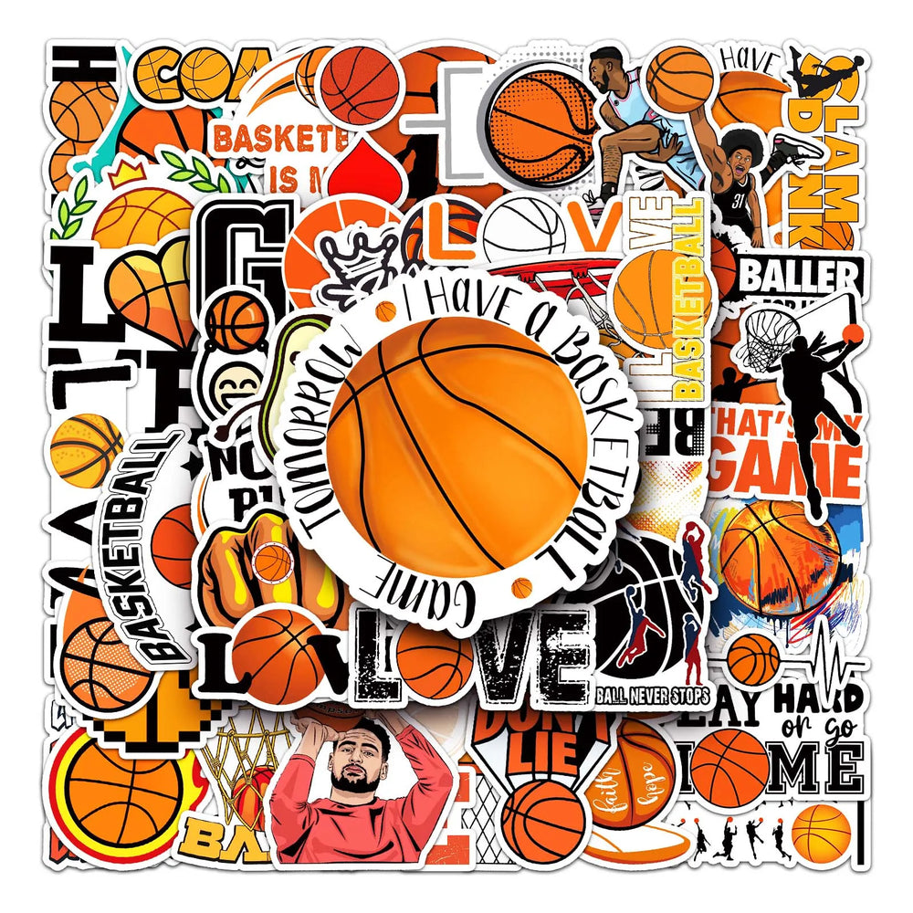 50Pcs Basketball Cartoon Waterproof Vinyl Stickers for Skateboard Snowboard (Online Order Only)