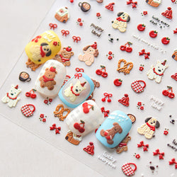 Cute Bowknot Dog Puppy Bear Strawberry Cake Fruit Juice Coffee Desserts Corgi Cherry Adhesive Nail Art Stickers Manicure Decals (ONLINE ORDER ONLY)
