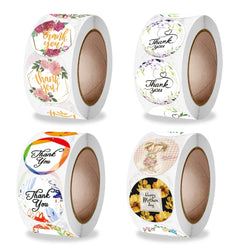 500pcs/roll Thank You Stickers Flower Pattern Party Wedding Decoration Gift Envelope Seal Labels Scrapbooking Stickers (ONLINE ORDER ONLY)
