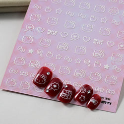 1pc 5D Cartoon Nail Art Stickers Waterproof Matte Finish with Kuromi, Cinnamoroll & Hello Kitty Designs Perfect for DIY Manicure (Online Order Only)