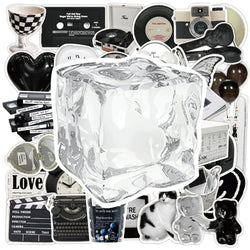 10/30/50pcs Ins Style Black White Simple Cute Stickers Aesthetic Graffiti Decoration Laptop Scrapbook Phone DIY Wall Sticker Toy (Online Order Only)