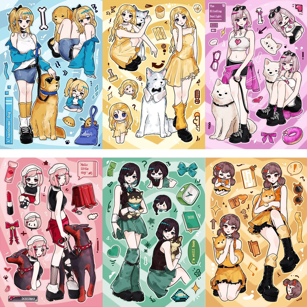 8/16/32pcs Dogs and Girls Puzzle Sticker Funny Children DIY Cartoon Assemble Animals Stickers Kids Toys Boys Girls Gifts﻿ (ONLINE ORDER ONLY)