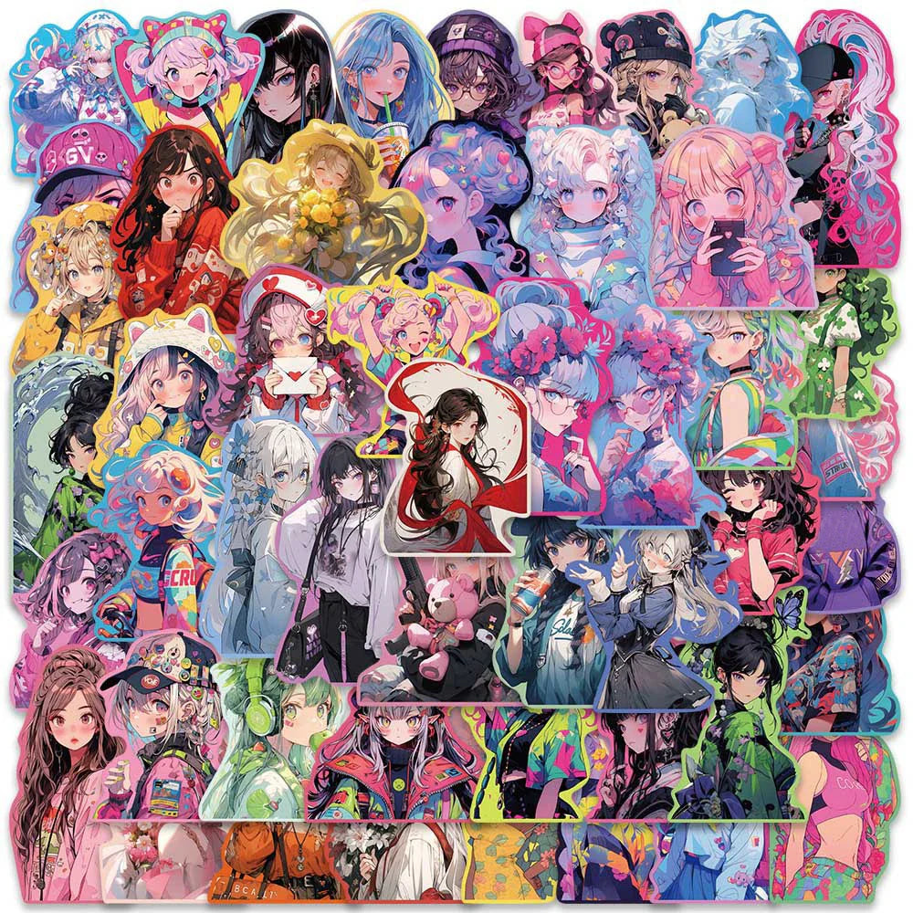 Kawaii Anime Girl Stickers Decals for Laptop, Phone, Suitcase, Fridge, Diary - 10/30/50pcs (Online Order Only)