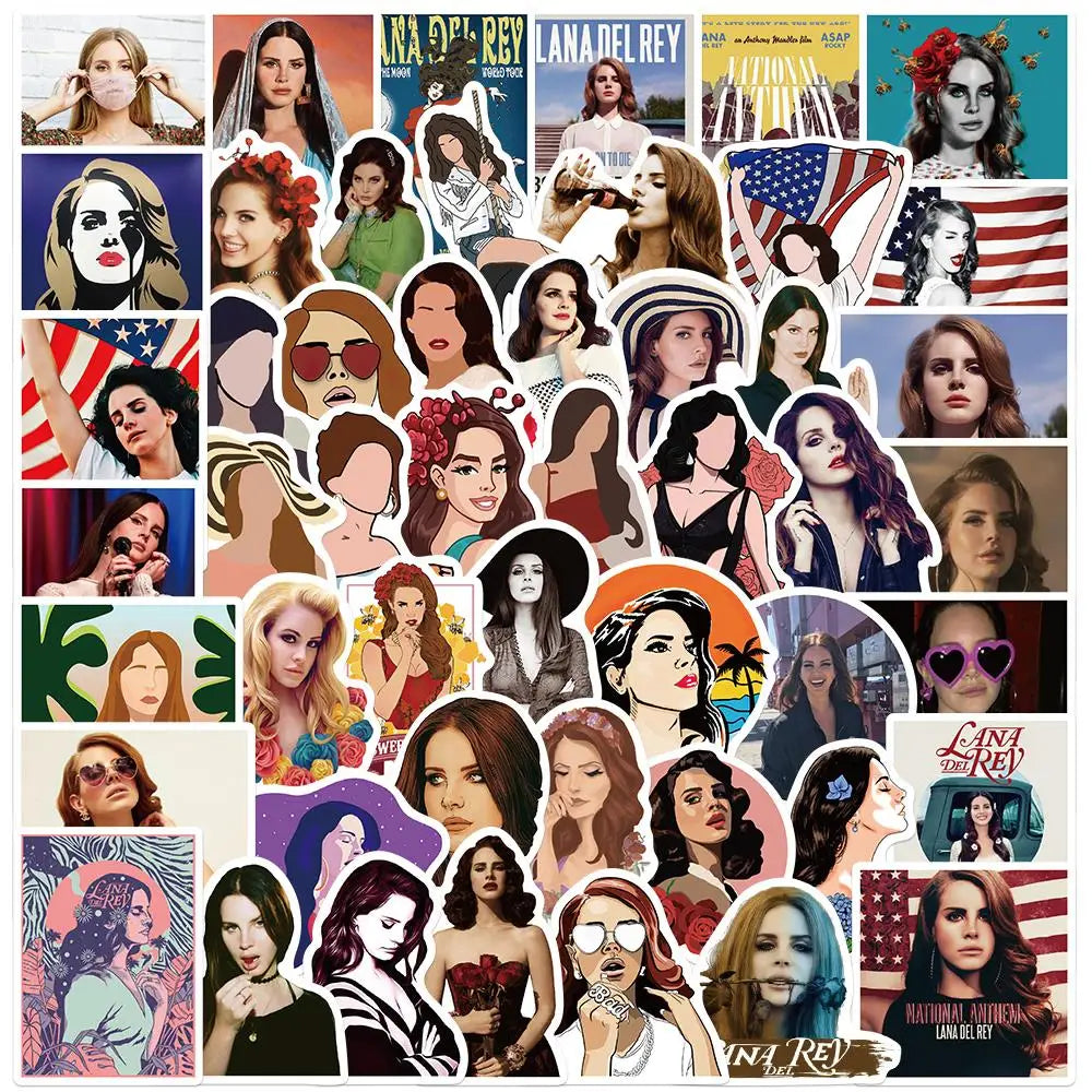 50PCS Lana Del Rey Stickers Waterproof DIY Laptop Guitar Phone Fridge Decals (Online Order Only)