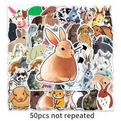 50pcs Aesthetic Children's Sticker Cute Rabbit Cartoon Graffiti Laptop Notebooks Car Credit Card Sticker Motorcycle Helmet (Online Order Only)