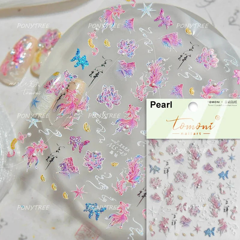 Fireworks Bloom Romantic Starry Sky Goldfish Metallics Color Gradient Self Adhesive Nail Art Stickers Halo Dyeing Manicure Decal (ONLINE ORDER ONLY)