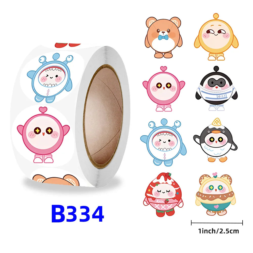 Egg Party Sticker Round Seal sticker 500PCS/ roll Self-adhesive Label Red Bean Roll sticker Wholesale Office Stationery (ONLINE ORDER ONLY)
