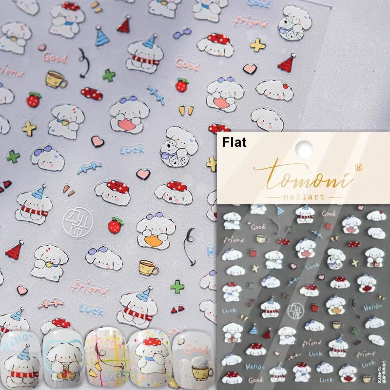 Lovely Dog Puppy Dream Heart Flower Star Pizza Food Sugar Skewers Strawberry Desserts Adhesive Nail Art Stickers Manicure Decals (Online Order Only)