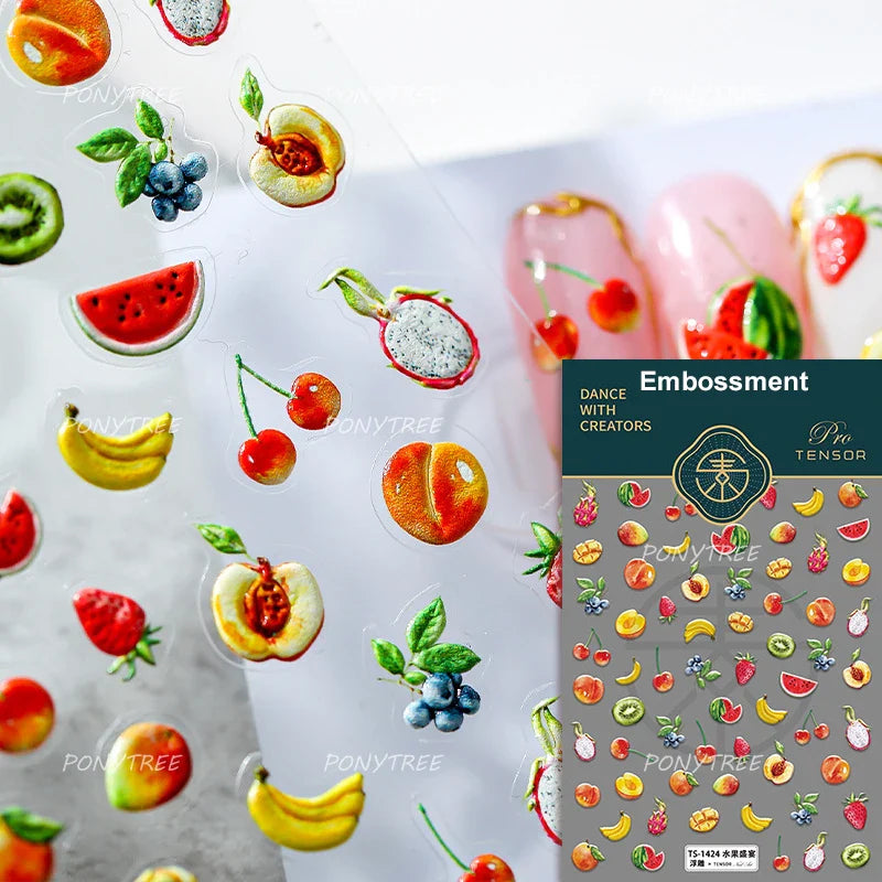 Soda Fruit Beverage Bottle Bear Watermelon Popsicle Dessert Ice Cream Cat Cherry Strawberry Bow Summer Nail Art Stickers Decals (ONLINE ORDER ONLY)