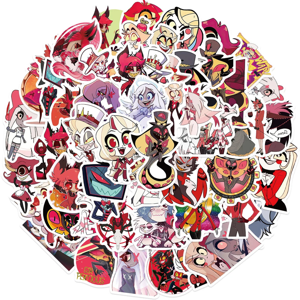52Pcs Cartoon Animation Stickers Waterproof For Luggage Case Helmet Guitar Bottle Refrigerator Laptop Hell Inn Sticker Wholesale (ONLINE ORDER ONLY)