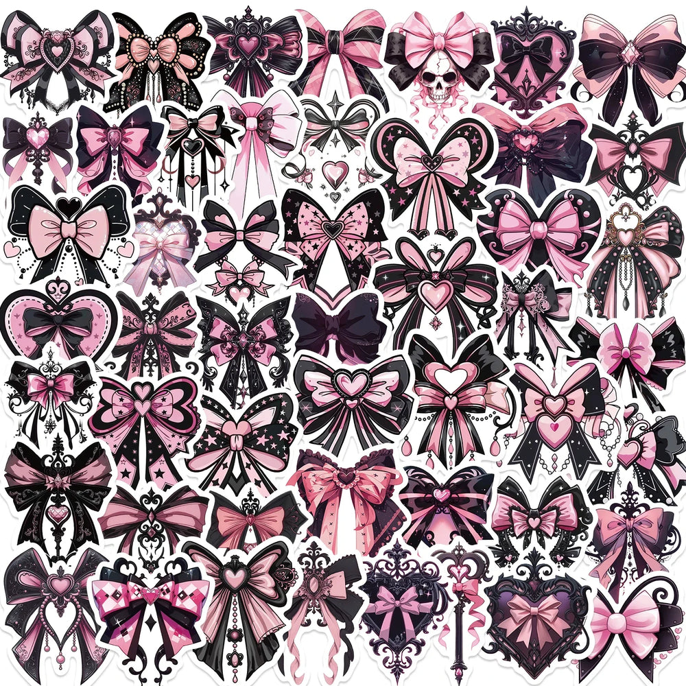 50pcs Pink Bow Stickers for Notebooks, Computers, Scrapbooking, Crafts (ONLINE ORDER ONLY)