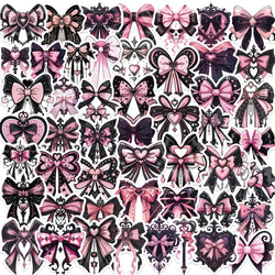 50pcs Pink Bow Stickers for Notebooks, Computers, Scrapbooking, Crafts (ONLINE ORDER ONLY)
