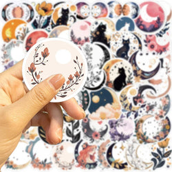 10/30/50PCS Moon Flower Cat PVC Sticker Aesthetic Children's Decoration Scrapbooking Accessories DIY Stationery School Supplies (ONLINE ORDER ONLY)